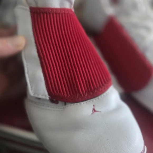 White and Red High-Top Sneakers